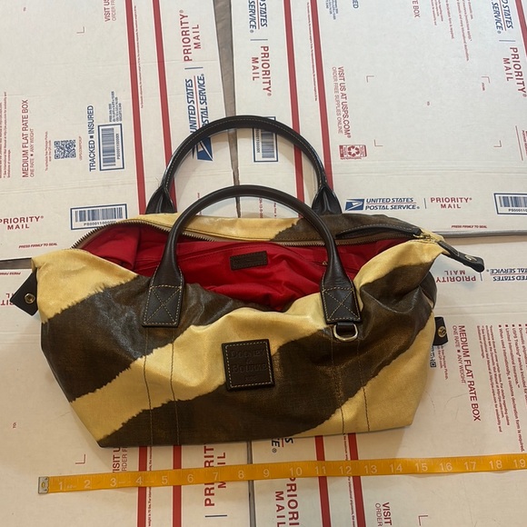 Dooney & Bourke Brown and Yellow Satchel with Elegant Design - Picture 1 of 6